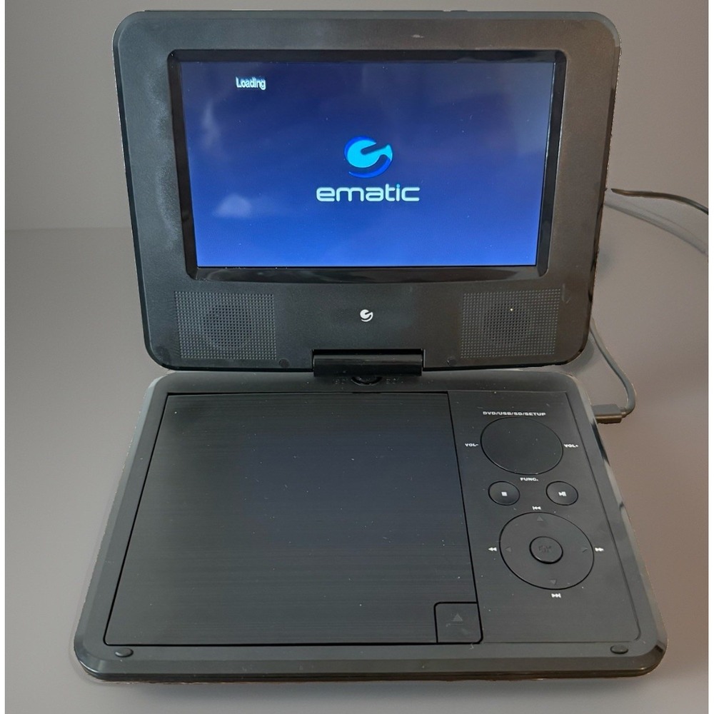 Ematic Portable DVD Player Black Carry Bag USB Power Cord EPD707BL TESTED-WORKS